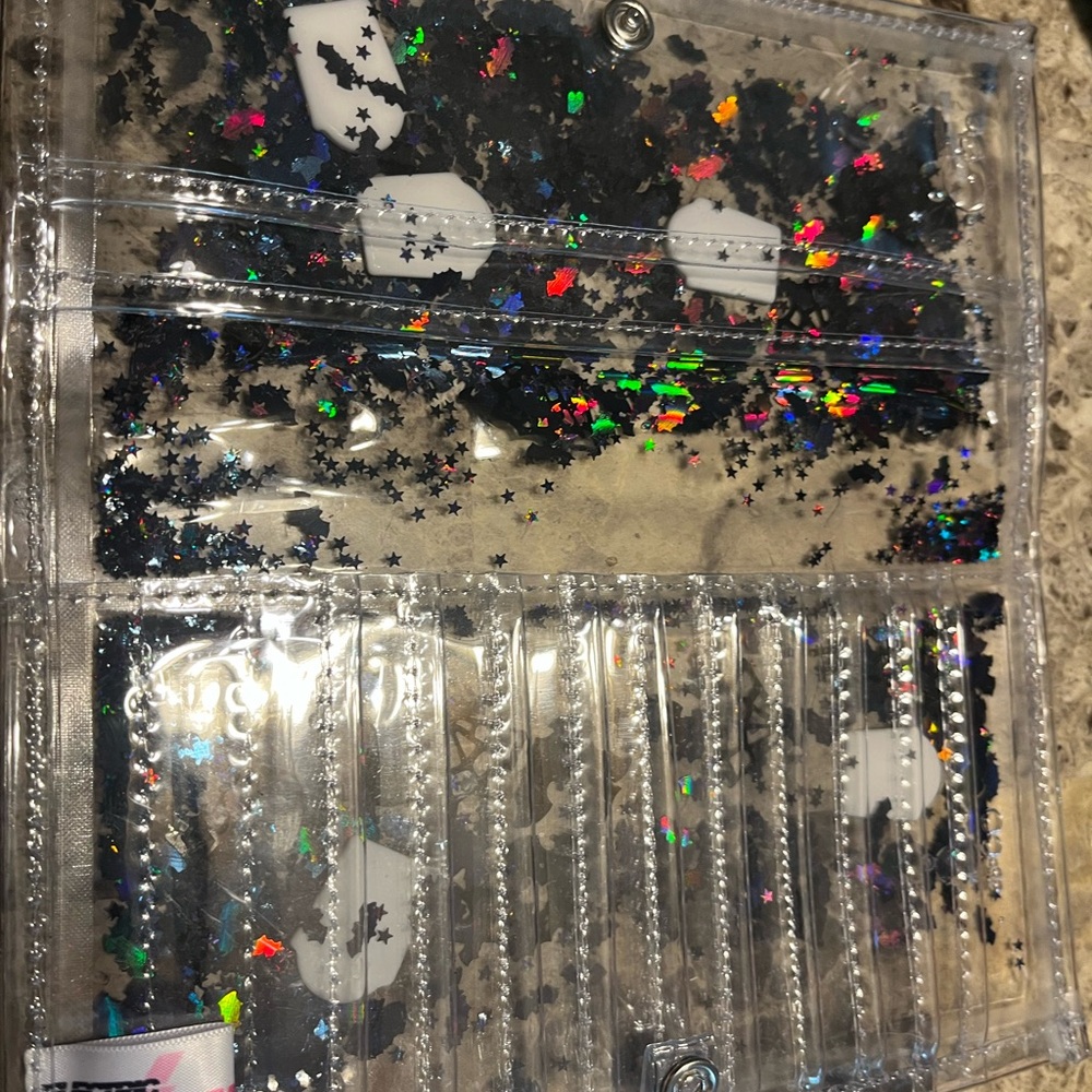 Clear glitter electric bubble gum Halloween style wallet